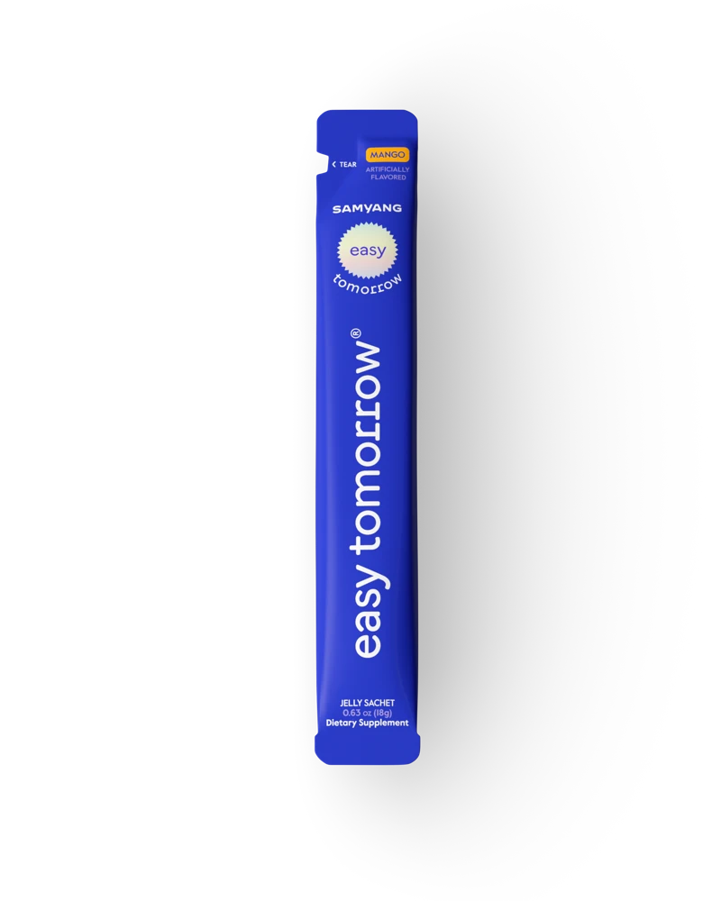 Easy Tomorrow Mango jelly stick carton and single stick.