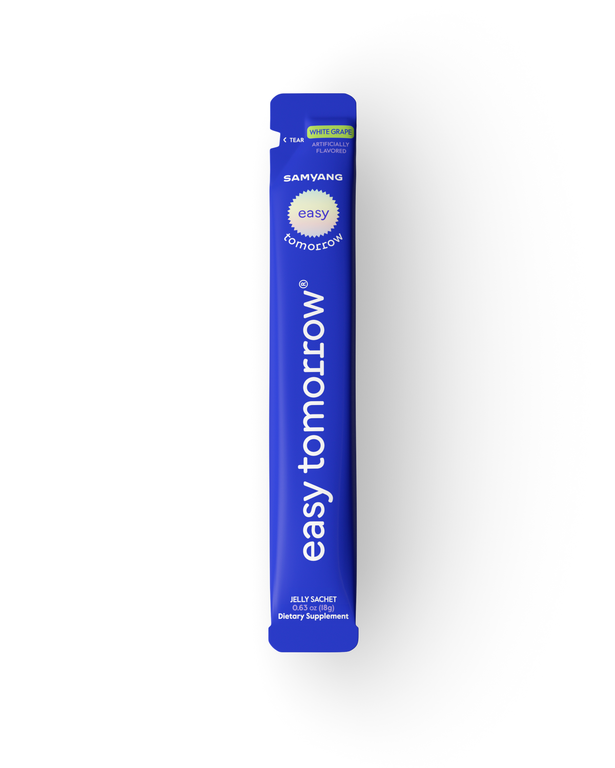 Easy Tomorrow sachet, white grape flavor packaging